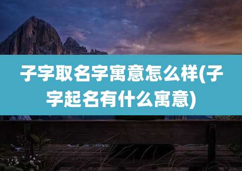 子字取名字寓意怎么样(子字起名有什么寓意)