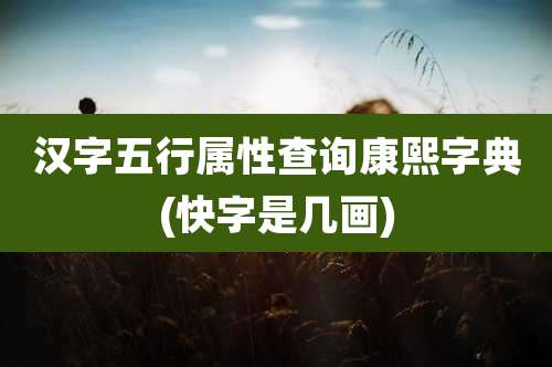 汉字五行属性查询康熙字典(快字是几画)