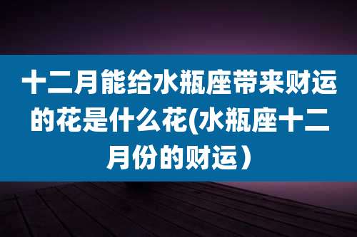 十二月能给水瓶座带来财运的花是什么花(水瓶座十二月份的财运)