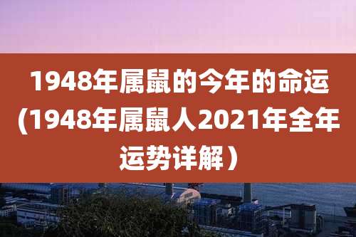 1948年属鼠的今年的命运(1948年属鼠人2021年全年运势详解)