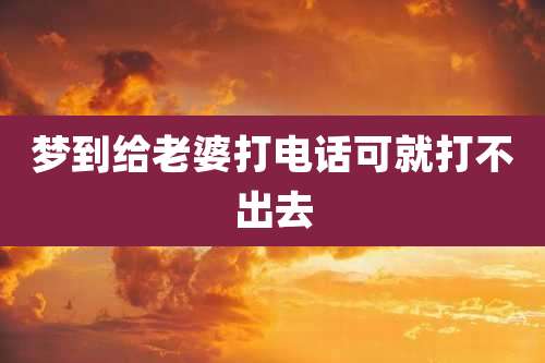 梦到给老婆打电话可就打不出去