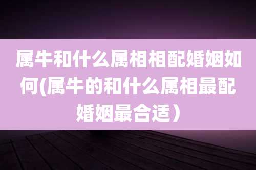 属牛和什么属相相配婚姻如何(属牛的和什么属相最配婚姻最合适）