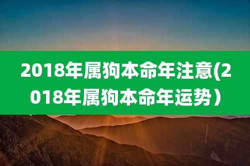 2018年属狗本命年注意(2018年属狗本命年运势)