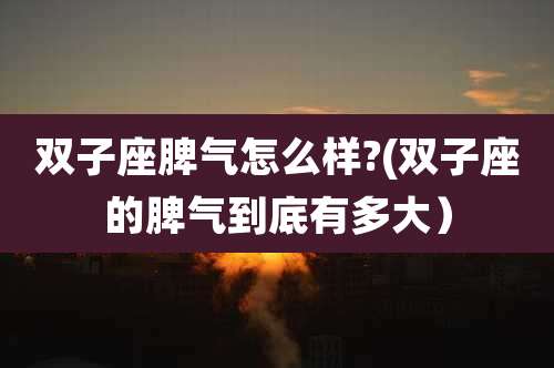 双子座脾气怎么样?(双子座的脾气到底有多大）
