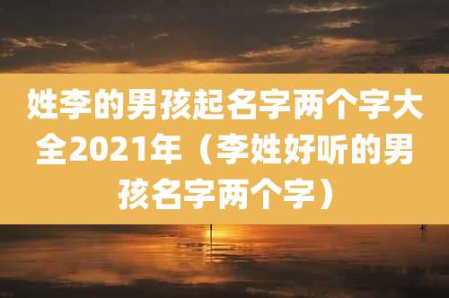 姓李的男孩起名字两个字大全2021年（李姓好听的男孩名字两个字）