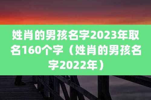 姓肖的男孩名字2023年取名160个字（姓肖的男孩名字2022年）