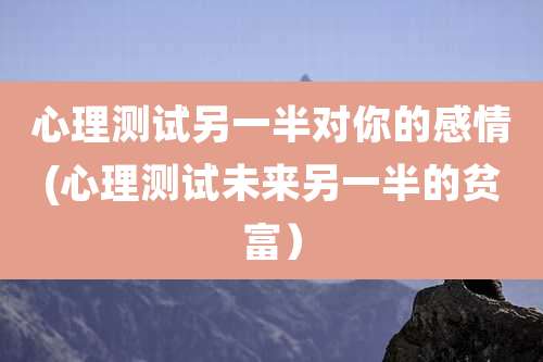 心理测试另一半对你的感情(心理测试未来另一半的贫富）