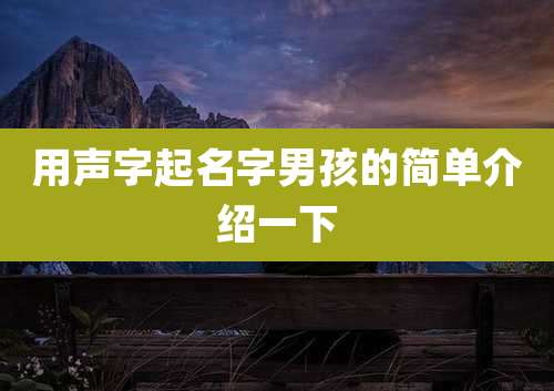 用声字起名字男孩的简单介绍一下