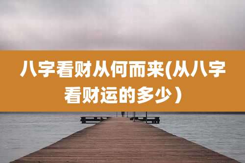 八字看财从何而来(从八字看财运的多少）