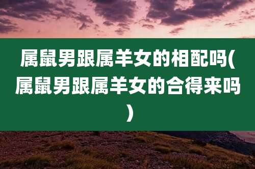 属鼠男跟属羊女的相配吗(属鼠男跟属羊女的合得来吗)