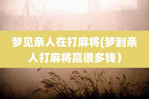 梦见亲人在打麻将(梦到亲人打麻将赢很多钱）