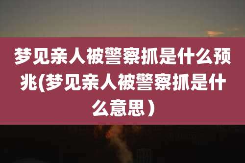 梦见亲人被警察抓是什么预兆(梦见亲人被警察抓是什么意思)