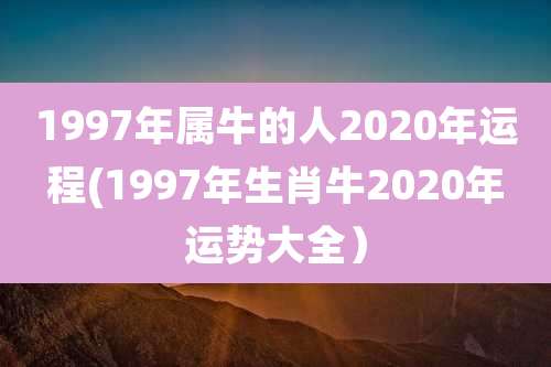 1997年属牛的人2020年运程(1997年生肖牛2020年运势大全)