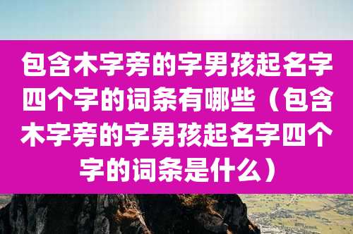 包含木字旁的字男孩起名字四个字的词条有哪些(包含木字旁的字男孩起名字四个字的词条是什么)