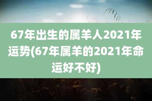 67年出生的属羊人2021年运势(67年属羊的2021年命运好不好)
