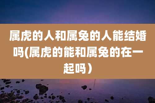属虎的人和属兔的人能结婚吗(属虎的能和属兔的在一起吗)