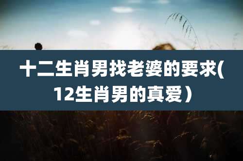 十二生肖男找老婆的要求(12生肖男的真爱)