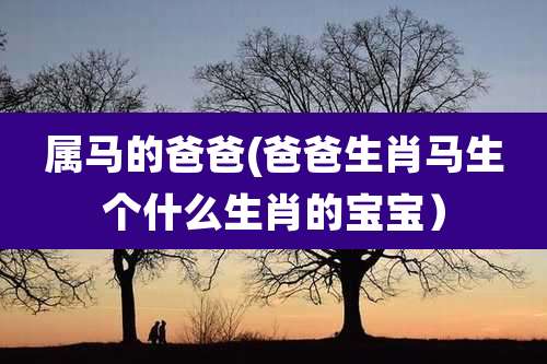 属马的爸爸(爸爸生肖马生个什么生肖的宝宝）