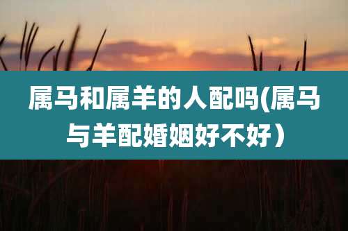 属马和属羊的人配吗(属马与羊配婚姻好不好)