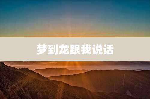 梦到龙跟我说话