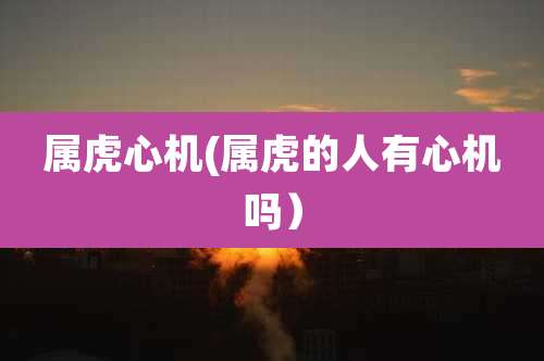 属虎心机(属虎的人有心机吗）