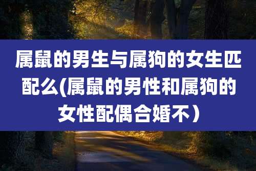 属鼠的男生与属狗的女生匹配么(属鼠的男性和属狗的女性配偶合婚不）