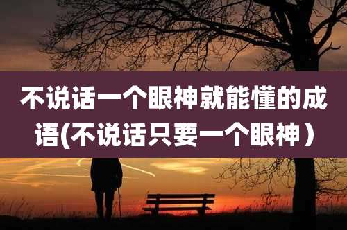 不说话一个眼神就能懂的成语(不说话只要一个眼神）