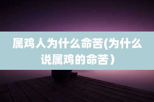 属鸡人为什么命苦(为什么说属鸡的命苦）
