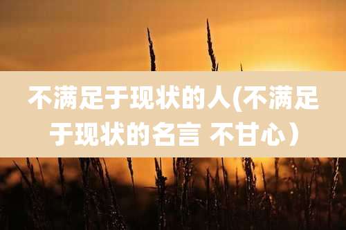 不满足于现状的人(不满足于现状的名言 不甘心)