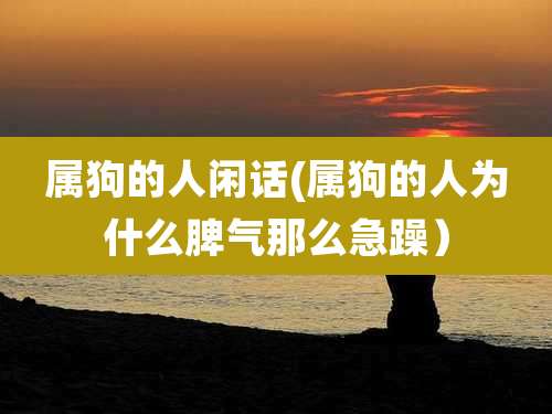 属狗的人闲话(属狗的人为什么脾气那么急躁)