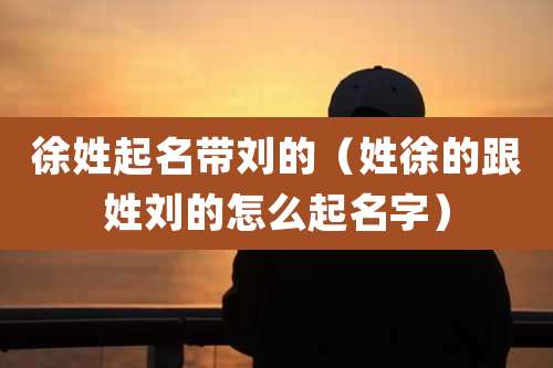 徐姓起名带刘的(姓徐的跟姓刘的怎么起名字)