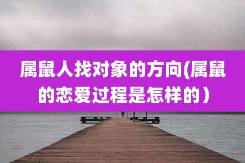 属鼠人找对象的方向(属鼠的恋爱过程是怎样的）