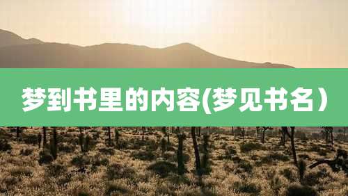 梦到书里的内容(梦见书名）