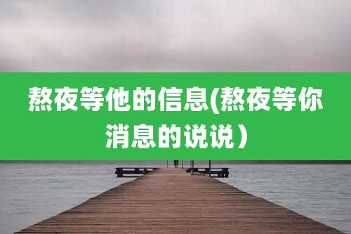 熬夜等他的信息(熬夜等你消息的说说)
