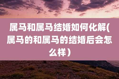 属马和属马结婚如何化解(属马的和属马的结婚后会怎么样)