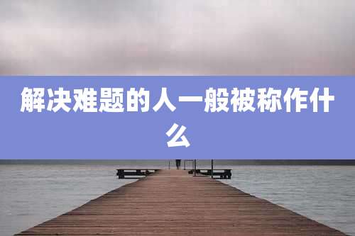 解决难题的人一般被称作什么