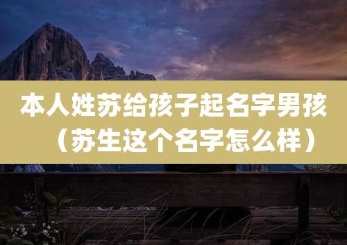 本人姓苏给孩子起名字男孩（苏生这个名字怎么样）