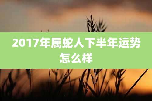 2017年属蛇人下半年运势怎么样