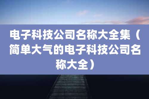 电子科技公司名称大全集（简单大气的电子科技公司名称大全）