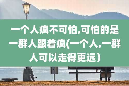 一个人疯不可怕,可怕的是一群人跟着疯(一个人,一群人可以走得更远)