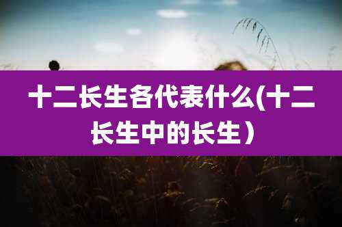 十二长生各代表什么(十二长生中的长生)