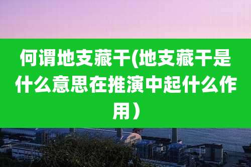 何谓地支藏干(地支藏干是什么意思在推演中起什么作用)