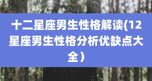 十二星座男生性格解读(12星座男生性格分析优缺点大全)