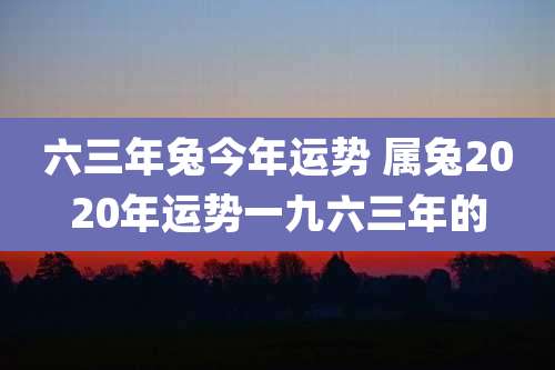 六三年兔今年运势 属兔2020年运势一九六三年的