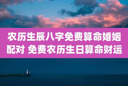 农历生辰八字免费算命婚姻配对 免费农历生日算命财运