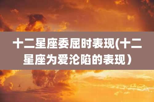 十二星座委屈时表现(十二星座为爱沦陷的表现)