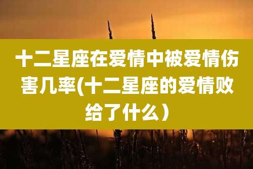 十二星座在爱情中被爱情伤害几率(十二星座的爱情败给了什么)