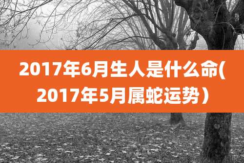 2017年6月生人是什么命(2017年5月属蛇运势)