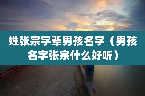 姓张宗字辈男孩名字（男孩名字张宗什么好听）