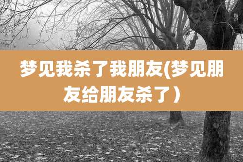 梦见我杀了我朋友(梦见朋友给朋友杀了)